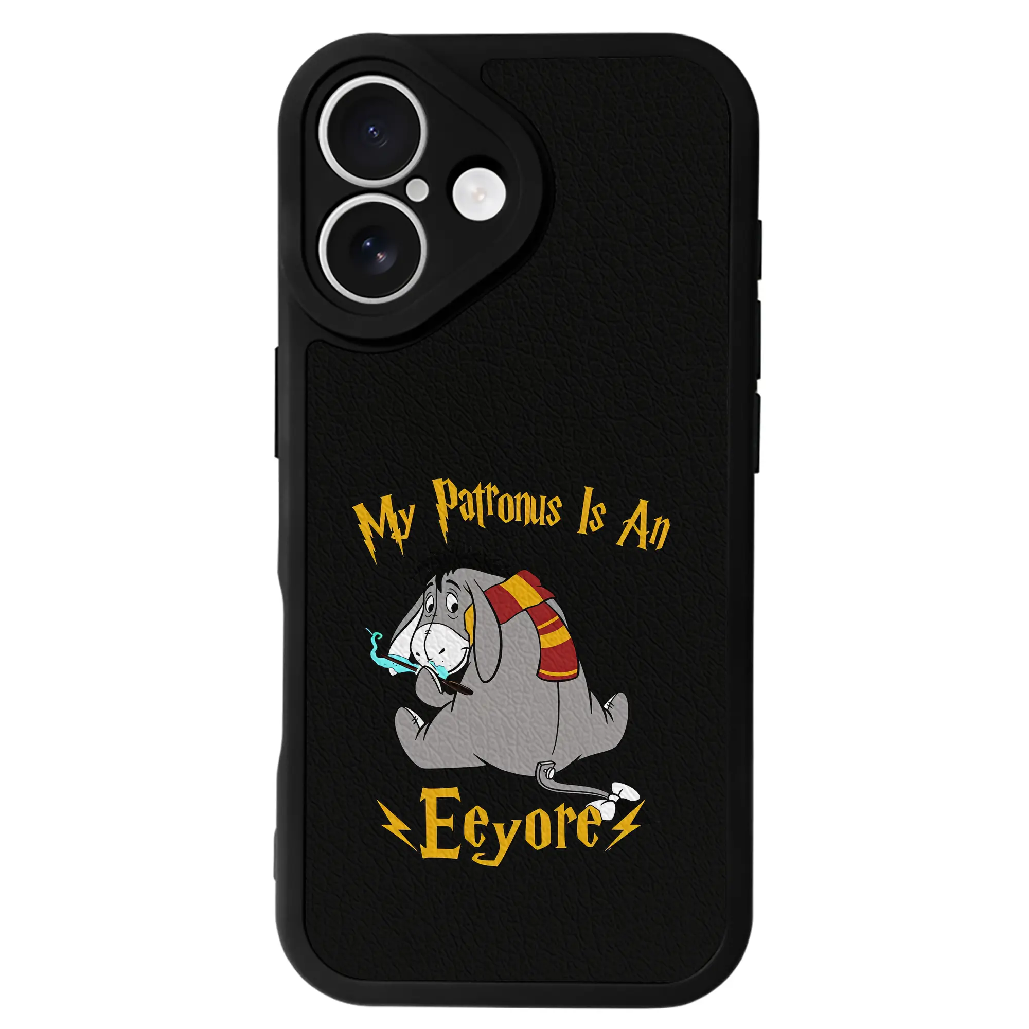 プーさん グッズ イーヨー - IPhone 16シリーズ対応 ・ シリコンスマホケース ・ レザー調 ・ 高精度フィット ・ 耐衝撃 ・ ワイヤレス充電対応 ・ 精密カット